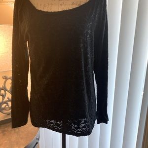 Velvet black long sleeve shirt